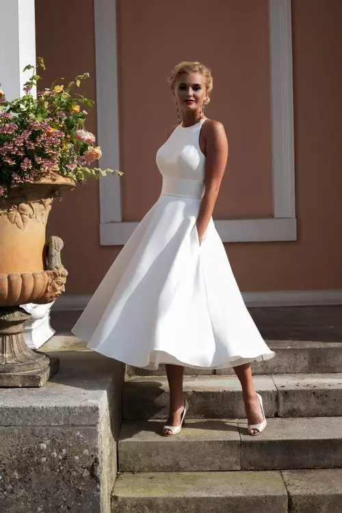 Marie High Neck Bridal Gown with Open Lace Back Brighton Belle